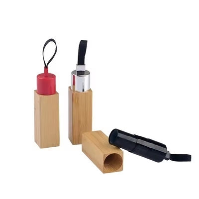 Hoogwaardige vierkante lege 12 ml natuurlijke bamboe lip stick buis cosmetische fles
