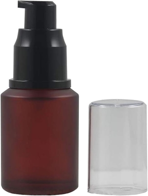 Roze Rode Leeg Bevroren Glas Pompfles met Transparante Kap Emulsie Lotion