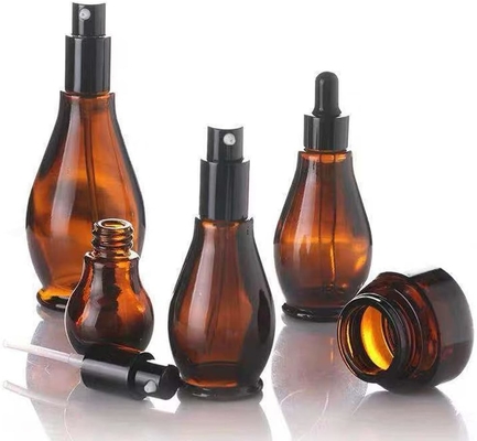 100 ml Amber Glas Reisflessen Cosmetische Crème Pomp Flessen Dispenser Container