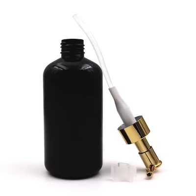 Plastic cosmetische flessen lotion pomp fles met gouden deksel ronde schouder fles