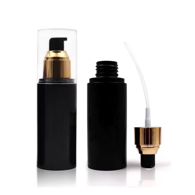 Plastic cosmetische flessen lotion pomp fles met gouden deksel ronde schouder fles