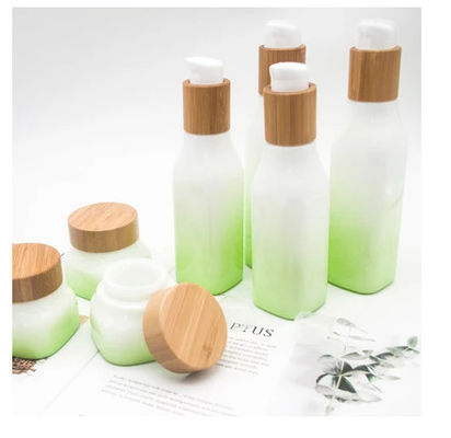 100ml 43mm Lotion van Glas de Kosmetische Flessen 43/410 Kosmetische Kruiken met Bamboedeksels