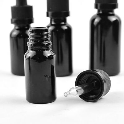 22/400 22mm Zwarte Berijpte Fles van het Glasdruppelbuisje voor Etherische oliën 100cc