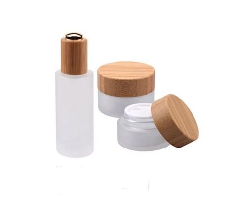 50g plastic Kleine Kosmetische Steekproefcontainers 46mm 120g-Bamboedeksel