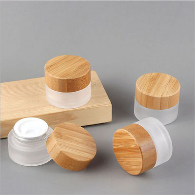 50g plastic Kleine Kosmetische Steekproefcontainers 46mm 120g-Bamboedeksel