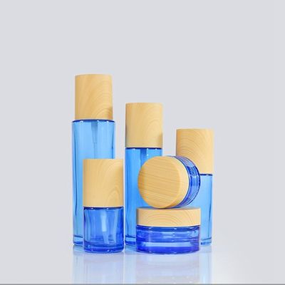 110ml blauwe Etherische olieflessen 37/415 37mm Kosmetische Glaskruiken met Deksels