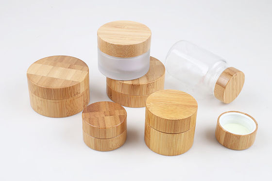 47mm 35ml Navulbare Kosmetische Verpakkende Kruiken met Bamboedeksels 28/400