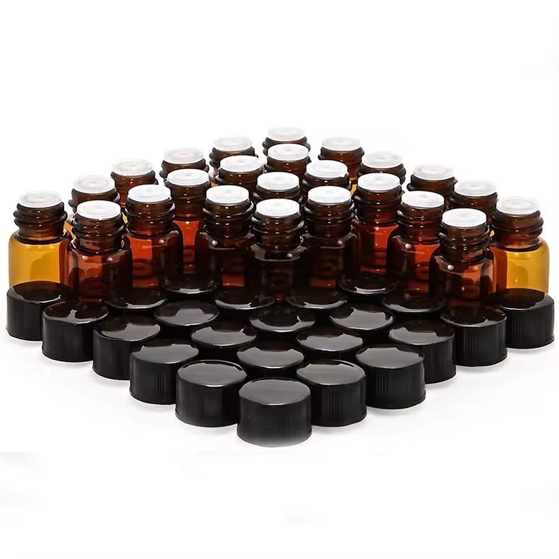 1 ml 2 ml 3 ml 4 ml 5 ml essentiële olie Mini Amber glasflessen Flessen met schroefdop